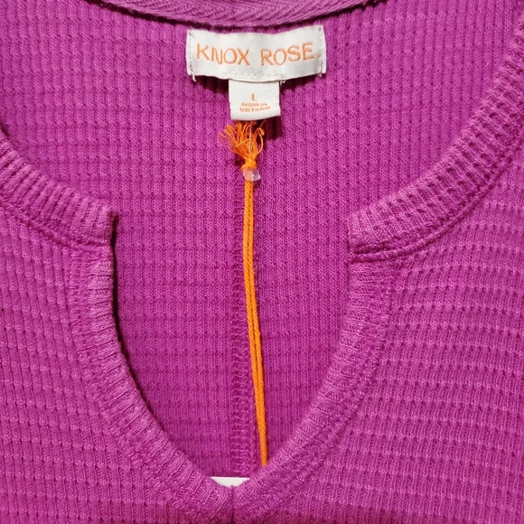Knox Rose Purple Shirt Notch Neck Thermal Top Size Large NWT - Picture 3 of 5